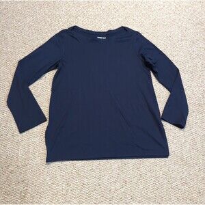 Lands' End Tunic Top Women XS Blue Supima Cotton Boat Neck Roll Tab Sleeve